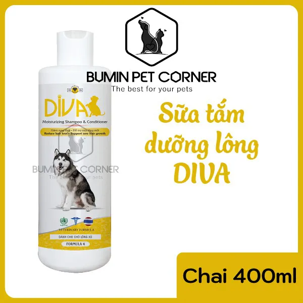 Sữa tắm dưỡng lông cho chó Diva Vàng - chai 400ml