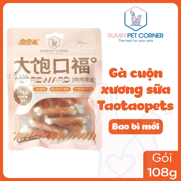 Gà cuộn xương sữa canxi Taotaopets gói 108g