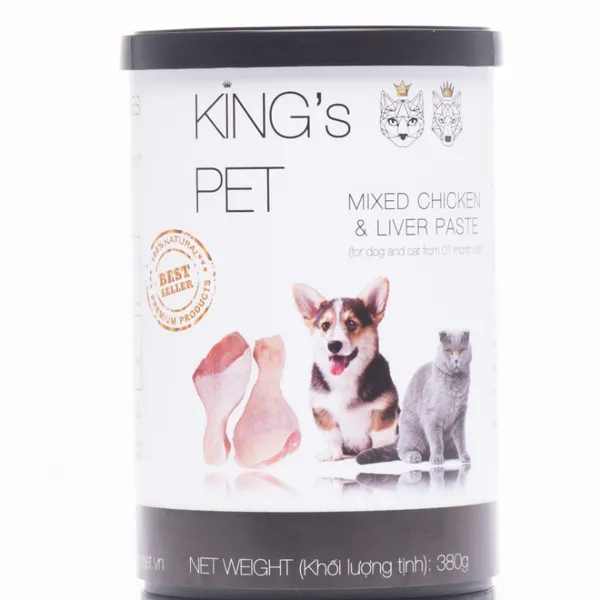 Pate cho chó mèo King's Pet hỗn hợp gà lon 380gr