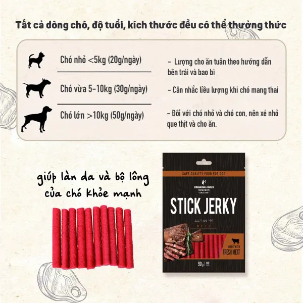 Thịt que cho Chó Stick Jerky hai vị gói 90g
