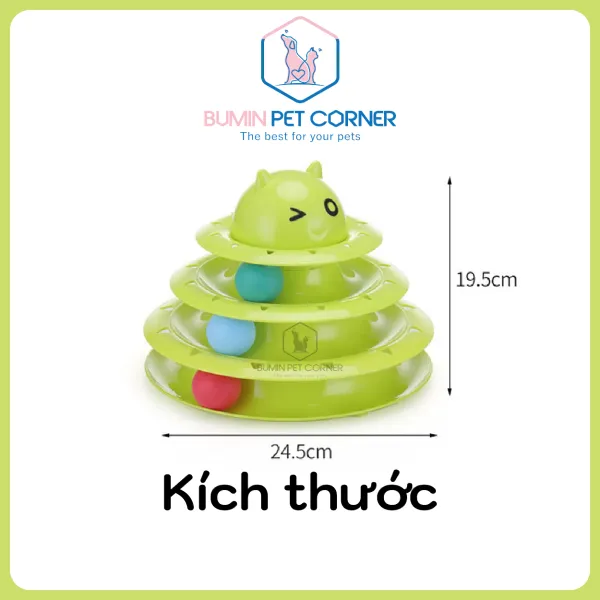 Đồ chơi cho mèo tháp banh 3 tầng hình đầu mèo Harry Yaya