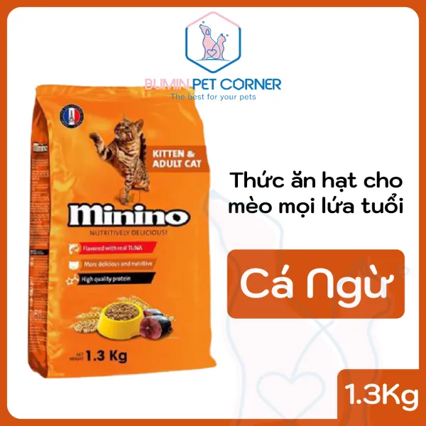 Thức ăn hạt khô cho mèo Minino vị cá ngừ gói 1.3kg