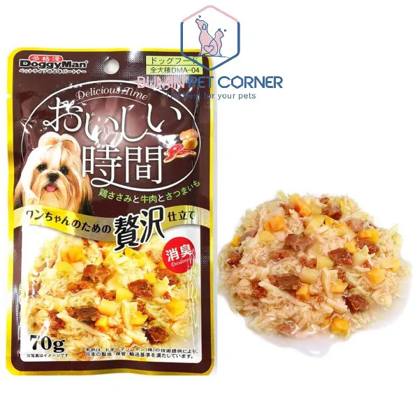 Thịt đóng gói cho chó Doggyman Thịt bò trộn khoai lang - gói 70g