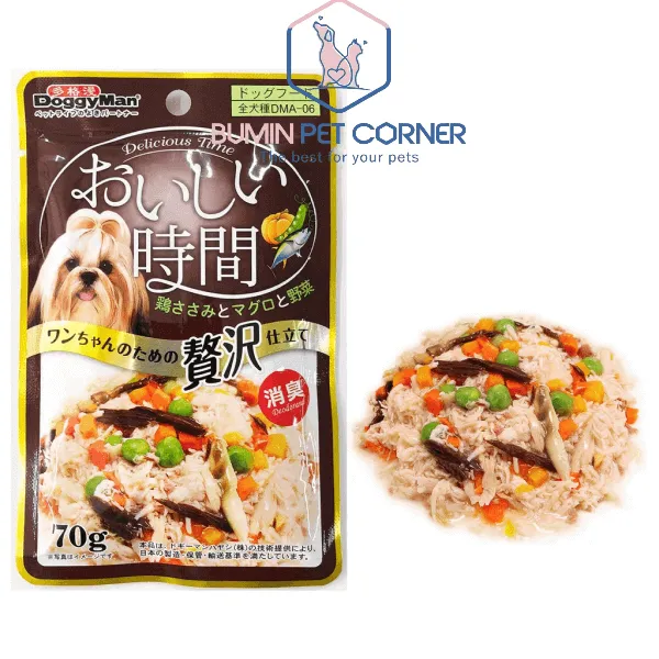 Thịt đóng gói cho chó Doggyman Thịt gà trộn rau củ - gói 70g