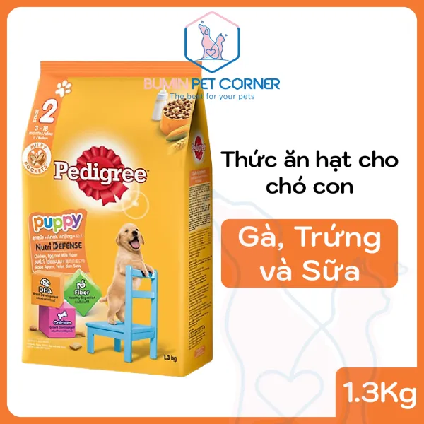 Thức ăn cho chó con Pedigree Puppy vị Gà trứng và sữa gói 1.3kg
