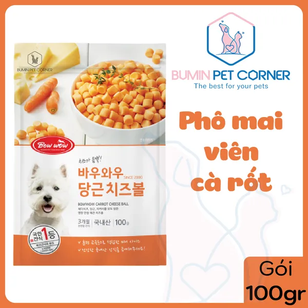 Phô mai viên cà rốt Bowwow gói 100gr