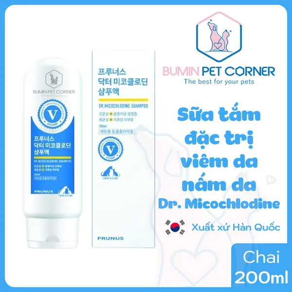 Sữa tắm đặc trị viêm da cho chó mèo Prunus Dr. Micochlodine 