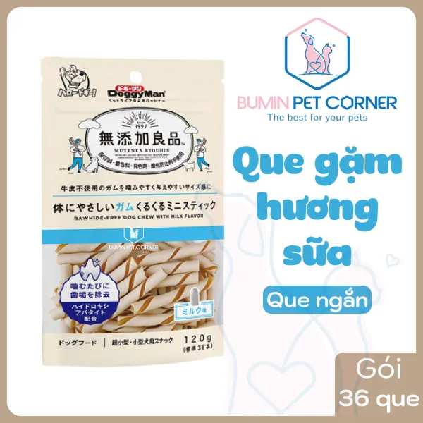 Que gặm cho chó hương sữa Doggyman 120g - Que mini