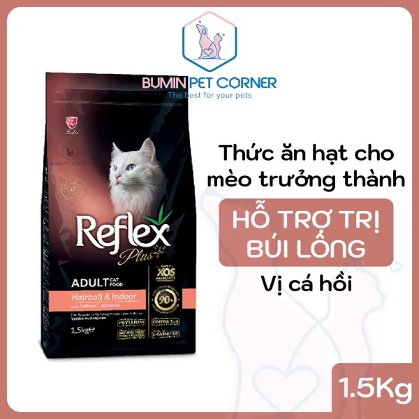Thức ăn hạt khô hỗ trợ trị búi lông cho mèo trưởng thành vị Cá hồi gói 1.5kg