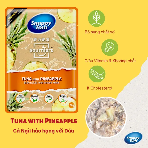Pate cho mèo Snappy Tom trái cây gói 70g