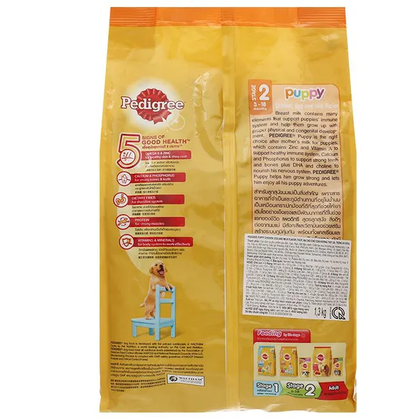 Thức ăn cho chó con Pedigree Puppy vị Gà trứng và sữa gói 1.3kg