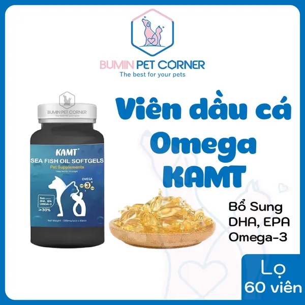 Viên dầu cá Omega cho chó mèo KAMT lọ 60 viên