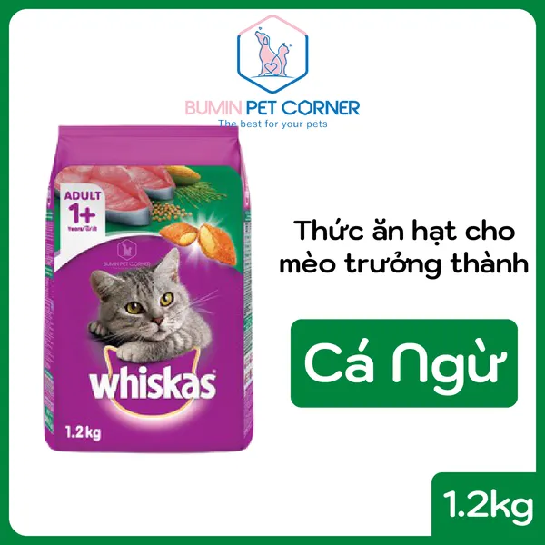 Hạt Whiskas mèo trưởng thành Cá Ngừ 1.2kg