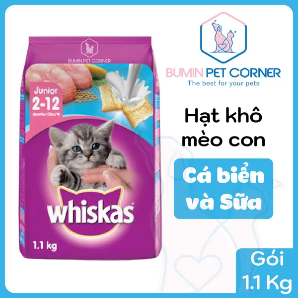 Hạt mèo con Whiskas Junior gói 1.1kg