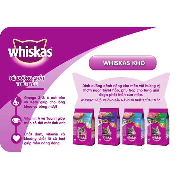 Hạt Whiskas mèo trưởng thành Cá Biển 400g