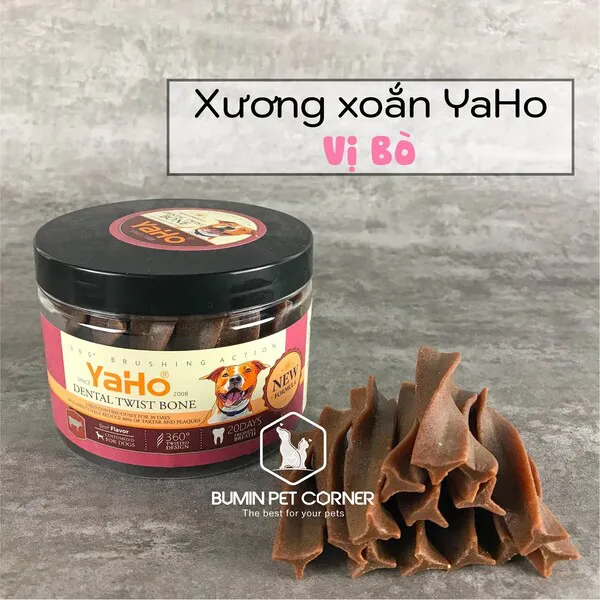 Xương xoắn gặm sạch răng nhiều vị cho chó Yaho Dental Twist Bone hộp 165g