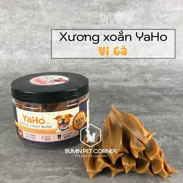 Xương xoắn gặm sạch răng nhiều vị cho chó Yaho Dental Twist Bone hộp 165g