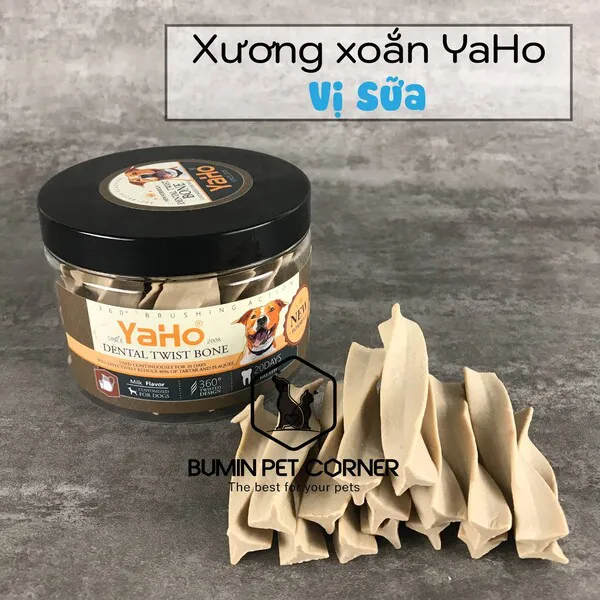 Xương xoắn gặm sạch răng nhiều vị cho chó Yaho Dental Twist Bone hộp 165g