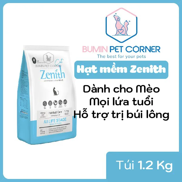 Thức ăn hạt mềm cho mèo Zenith Cat Hairball túi 1.2 Kg