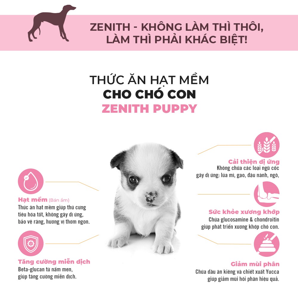 zenith puppy - hạt mềm cho chó con