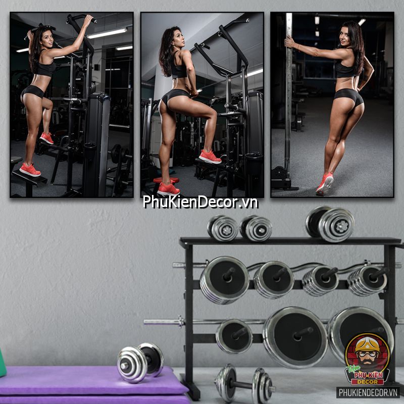 Tranh treo tường phòng tập gym với dụng cụ tập chuyên dụng trong phòng tập Tranh treo tường phòng tập gym với dụng cụ tập chuyên dụng trong phòng tập