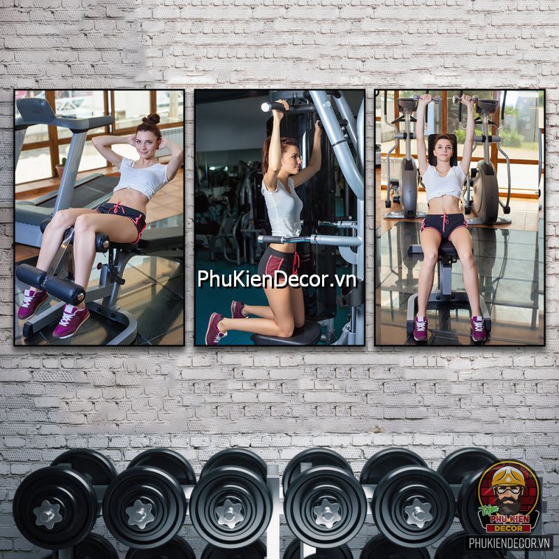 Tranh treo tường phòng tập gym với dụng cụ tập chuyên dụng trong phòng tập Tranh treo tường phòng tập gym với dụng cụ tập chuyên dụng trong phòng tập