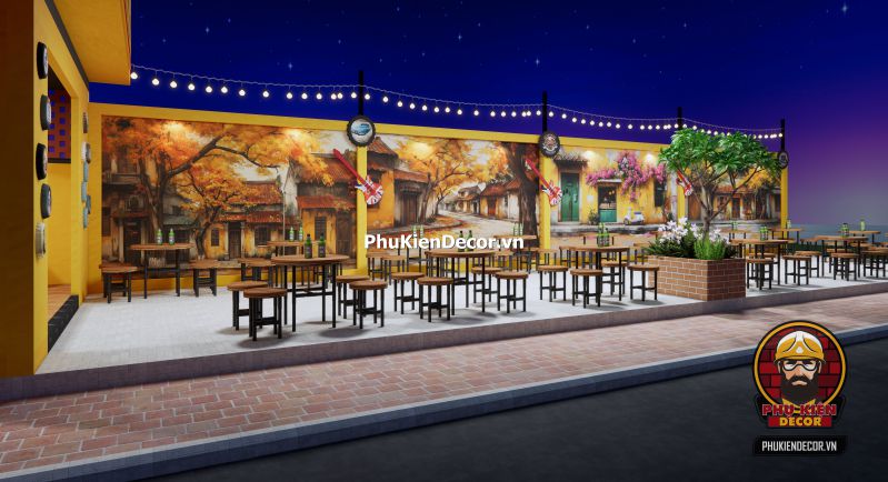 Tranh dán tường cuộc sống sinh hoạt Hà Nội Tranh 3D Phố Cổ Hà Nội in UV khổ nhỏ, bố trí phù hợp cho quán nhỏ hoặc góc tường phụ, mang lại cảm giác gần gũi và sâu lắng.