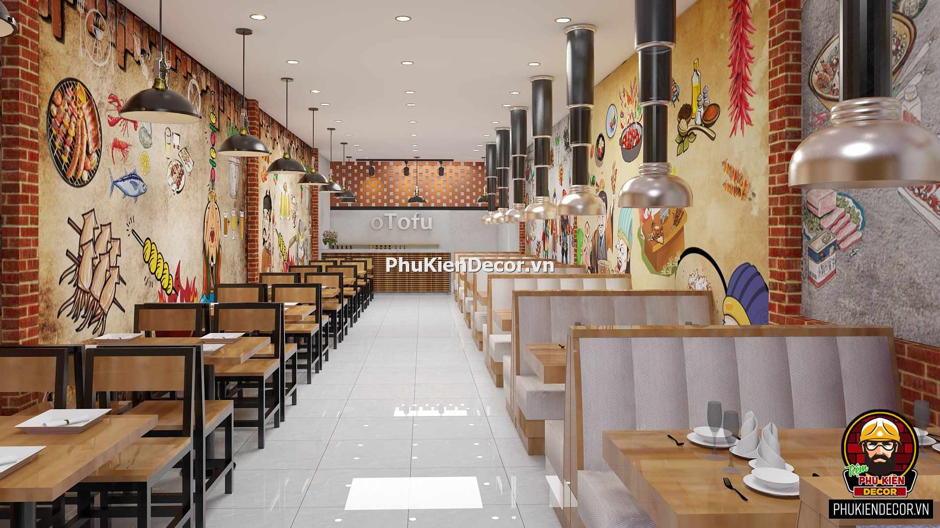 Decal tranh dán tường quán Ăn vặt Lẩu nướng xiên que Decal tranh dán tường quán Ăn vặt Lẩu nướng xiên que