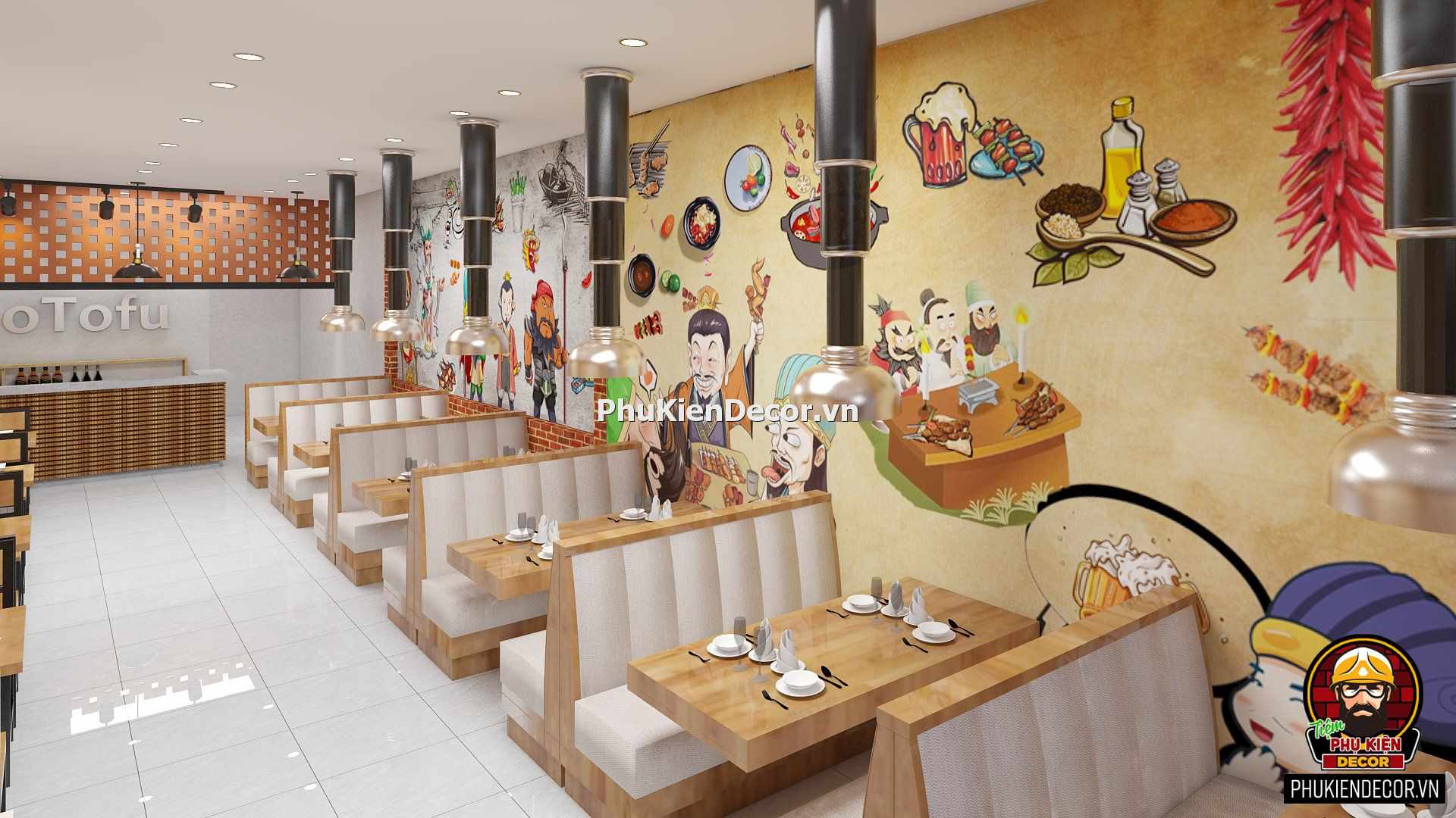 Decal tranh dán tường quán Ăn vặt Lẩu nướng xiên que Decal tranh dán tường quán Ăn vặt Lẩu nướng xiên que