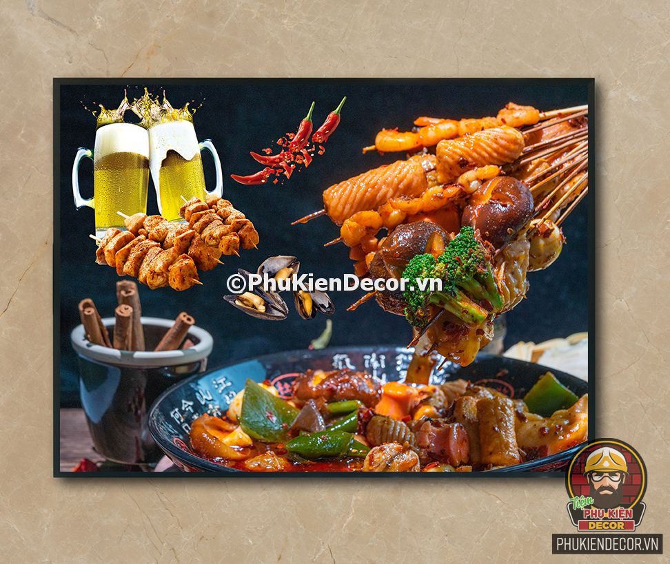 Tranh trang trí quán nướng vỉa hè Tranh trang trí quán nướng vỉa hè