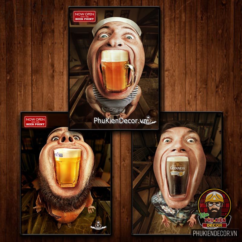 Tranh trang trí quán Bia, Nhậu hình Ly Bia và những người đàn Ông, vui nhộn, hài hước Tranh trang trí quán Bia, Nhậu hình Ly Bia và những người đàn Ông, vui nhộn, hài hước