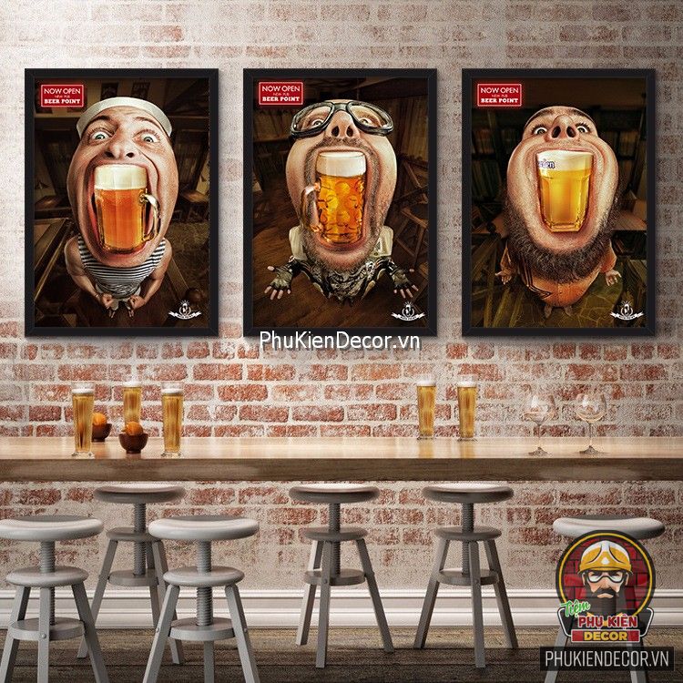 Tranh trang trí quán Bia, Nhậu hình Ly Bia và những người đàn Ông, vui nhộn, hài hước Tranh trang trí quán Bia, Nhậu hình Ly Bia và những người đàn Ông, vui nhộn, hài hước