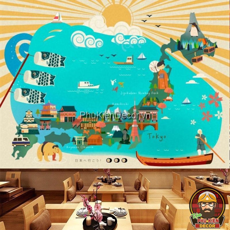 Tranh dán tường 3D địa danh Nhật Bản mới lạ Tranh dán tường 3D địa danh Nhật Bản mới lạ