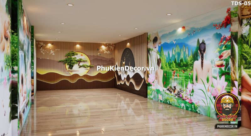 tranh dán tường thiên nhiên 3D trang trí spa tranh dán tường thiên nhiên 3D trang trí spa