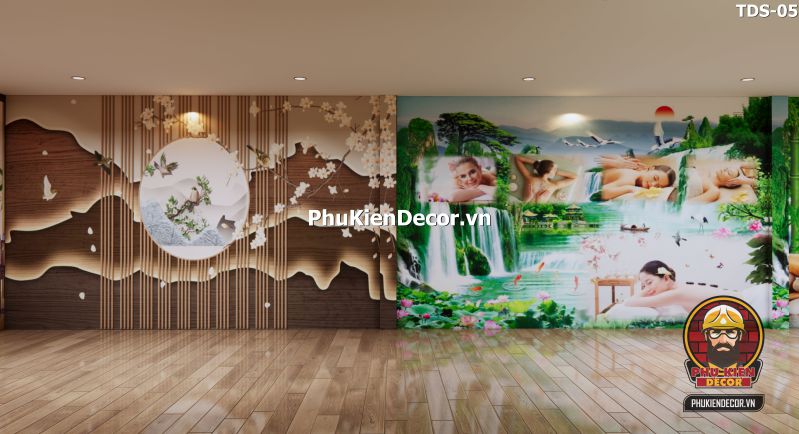 tranh dán tường thiên nhiên 3D trang trí spa tranh dán tường thiên nhiên 3D trang trí spa