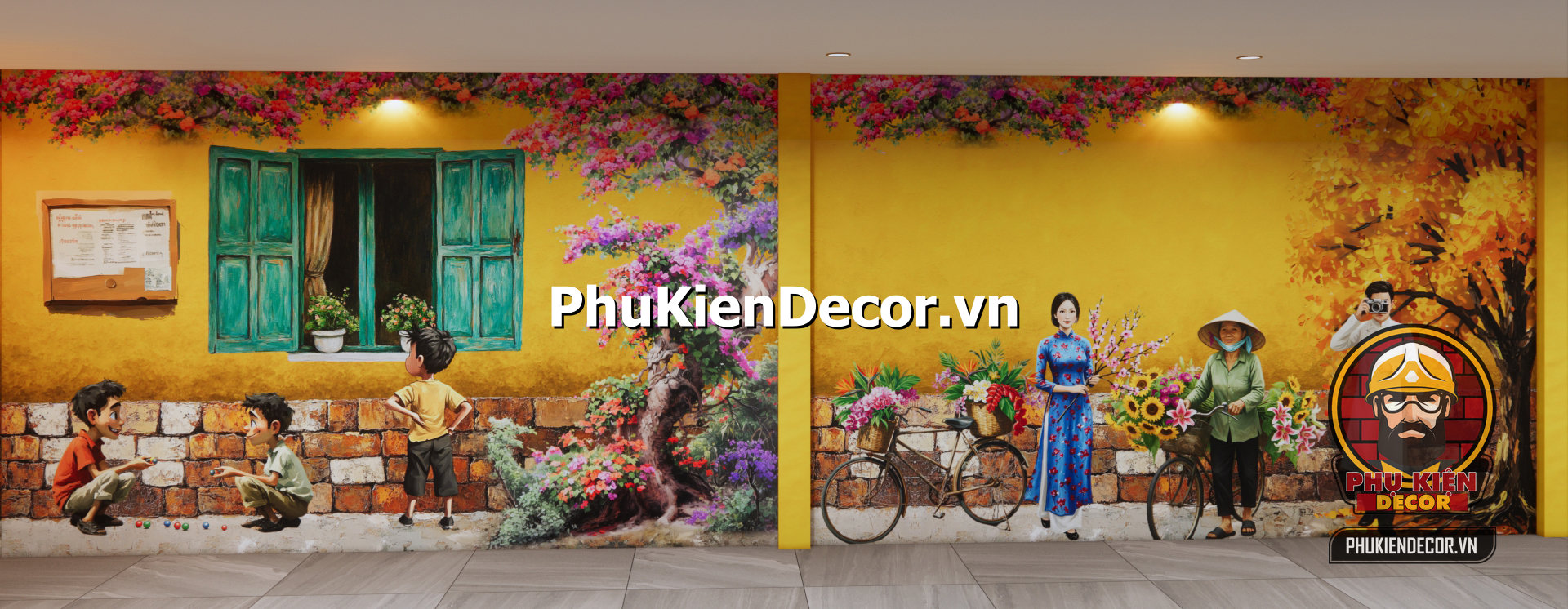 Tranh dán tường 3d hà nội xưa,ấm áp trên tường quá Tranh dán tường 3d hà nội xưa,ấm áp trên tường quán