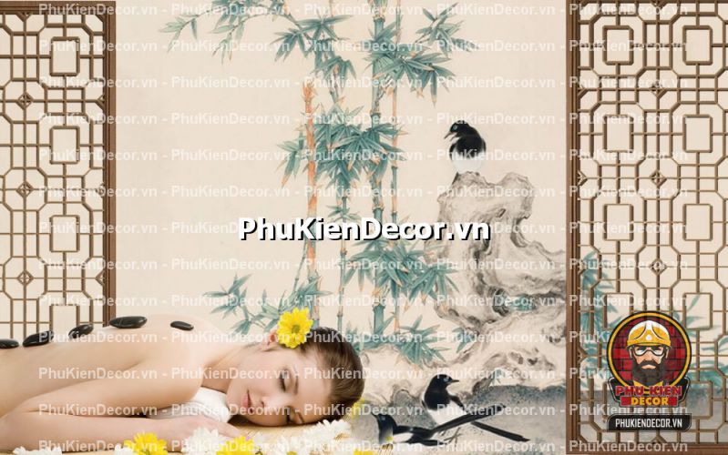 Tranh dán tường tiệm gội đầu và massage Tranh dán tường tiệm gội đầu và massage