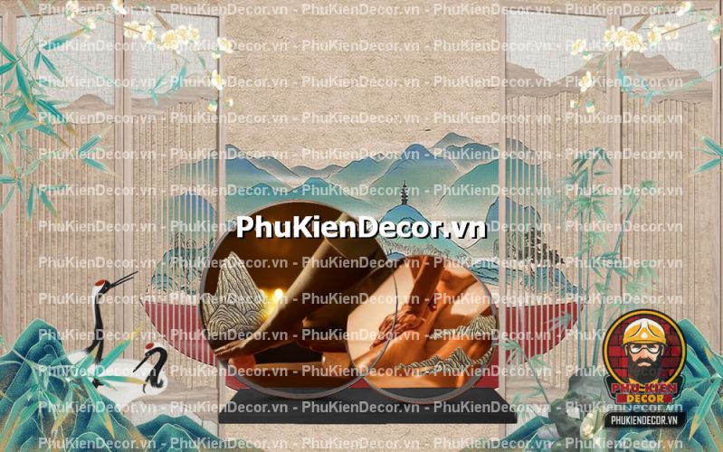 Tranh dán tường spa Đông Y mô tả huyệt đạo trị liệu Tranh dán tường spa Đông Y mô tả huyệt đạo trị liệu