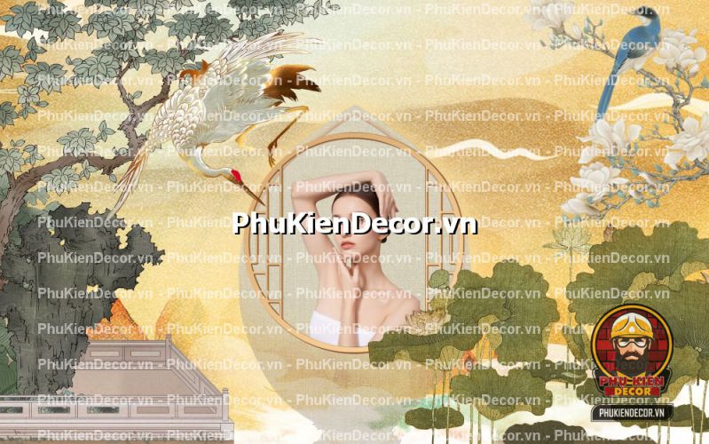 Tranh dán tường spa sang trọng với họa tiết Lam sóng Tranh dán tường spa sang trọng với họa tiết Lam sóng