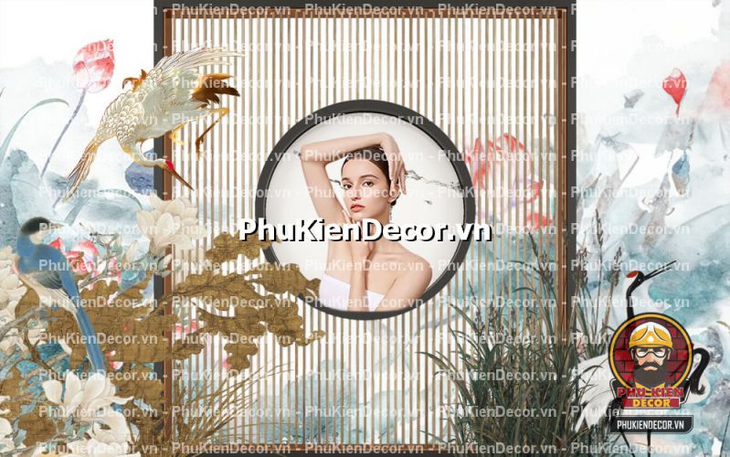 Tranh dán tường spa sang trọng với họa tiết Lam sóng Tranh dán tường spa sang trọng với họa tiết Lam sóng