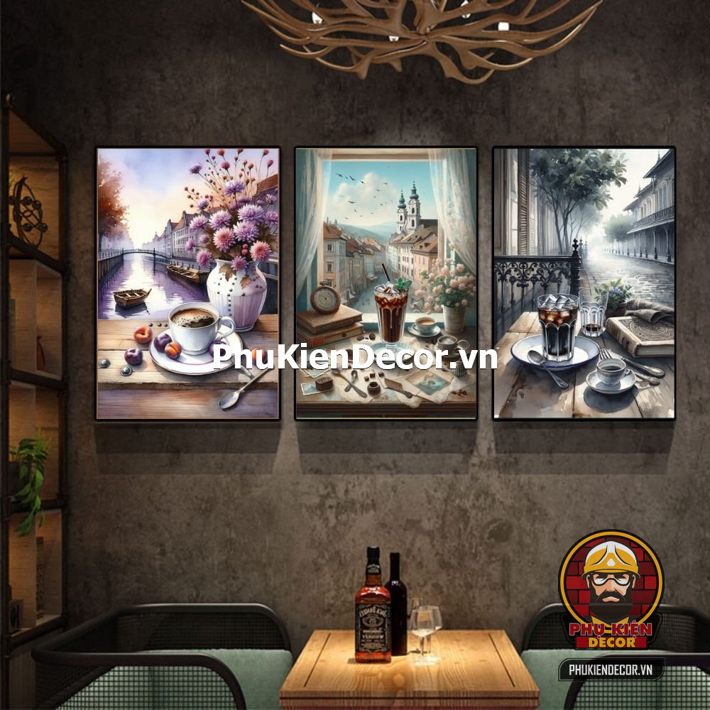 Mẫu tranh treo tường cafe sơn dầu, màu nước Mẫu tranh treo tường cafe sơn dầu, màu nước
