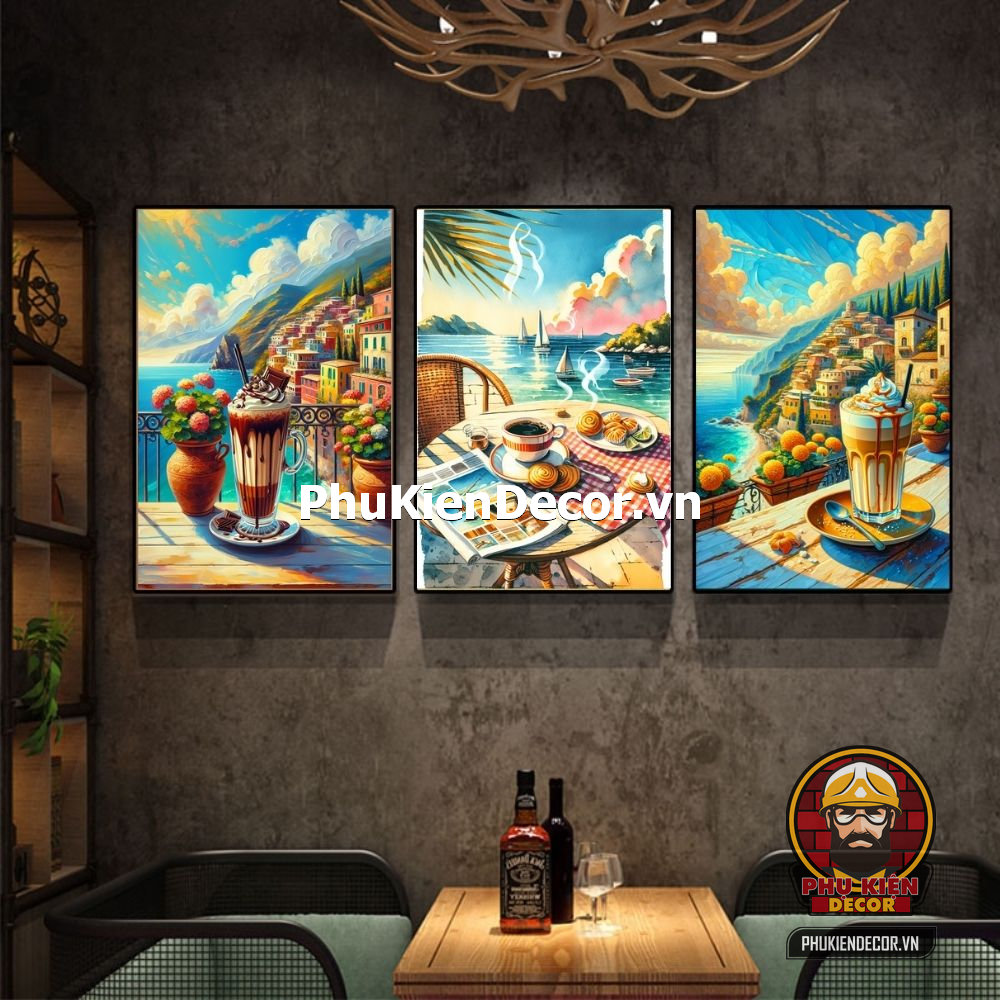 Mẫu tranh treo tường cafe sơn dầu, màu nước Mẫu tranh treo tường cafe sơn dầu, màu nước