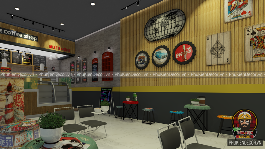 Chọn phong cách Retro là cách định hình để trang trí quán cafe nhỏ đẹp, dễ thương Chọn phong cách Retro là cách định hình để trang trí quán cafe nhỏ đẹp, dễ thương