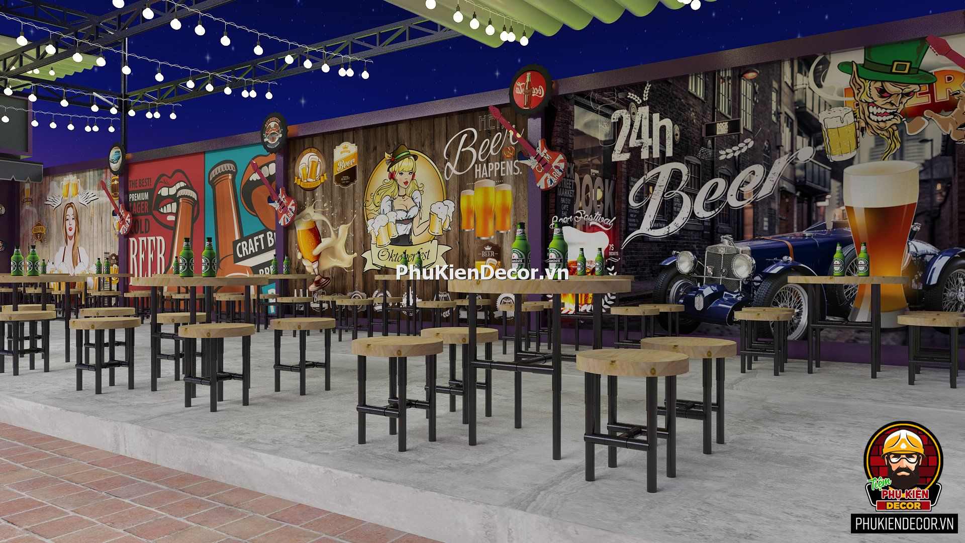 Thiết kế quán bia hơi bình dân thu hút khách hàng