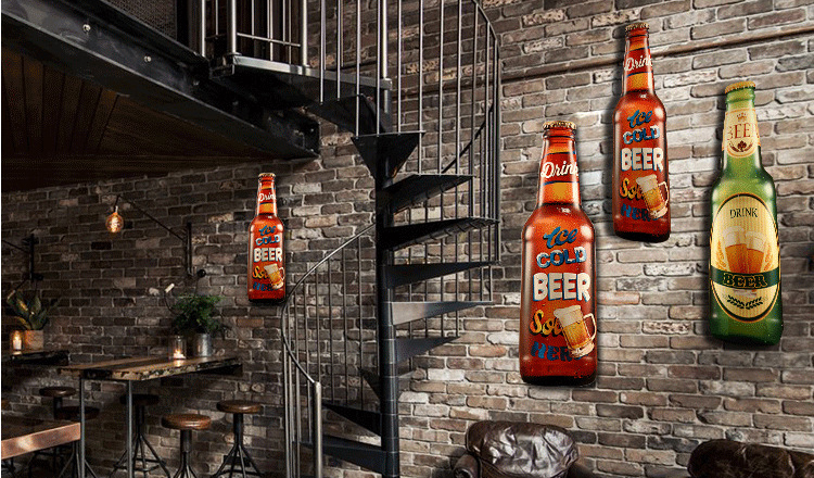 Nắp chai bia 3D khổng lồ bằng sắt treo tường Nắp chai bia 3D khổng lồ bằng sắt treo tường