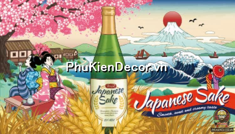 Tranh trang trí con sóng và núi phú sĩ Nhật Bản thơ mộng Tranh trang trí con sóng và núi phú sĩ Nhật Bản thơ mộng