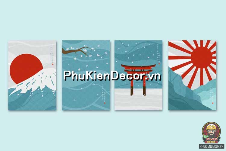 Tranh trang trí con sóng và núi phú sĩ Nhật Bản thơ mộng Tranh trang trí con sóng và núi phú sĩ Nhật Bản thơ mộng