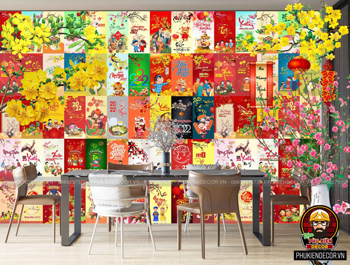 Decal dán tường trang trí Tết 2022 Nhâm Dần Decal dán tường trang trí Tết 2022 Nhâm Dần