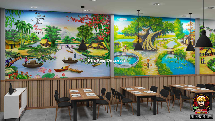 Decal tranh dán tường kiểu đồng quê Việt Nam Decal tranh dán tường kiểu đồng quê Việt Nam