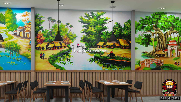 Decal tranh dán tường kiểu đồng quê Việt Nam Decal tranh dán tường kiểu đồng quê Việt Nam